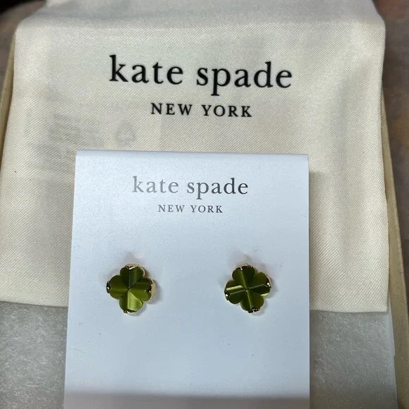 Kate Spade Green Flower Stud Earrings - Picture 2 of 4